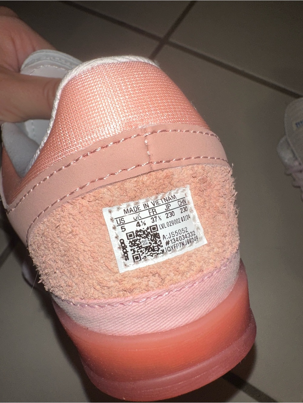 adidas Pink and White Classic Low-Top Sneakers (Bad Bunny Edition) - Picture 5 of 6